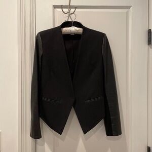 Helmut Lang // Real leather and wool tuxedo blazer/jacket